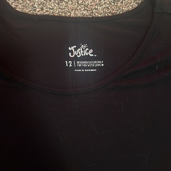 Justice size 12 black shirt with glitter rose - Picture 2 of 4